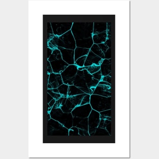 Neon Cyan Marble Pattern Posters and Art